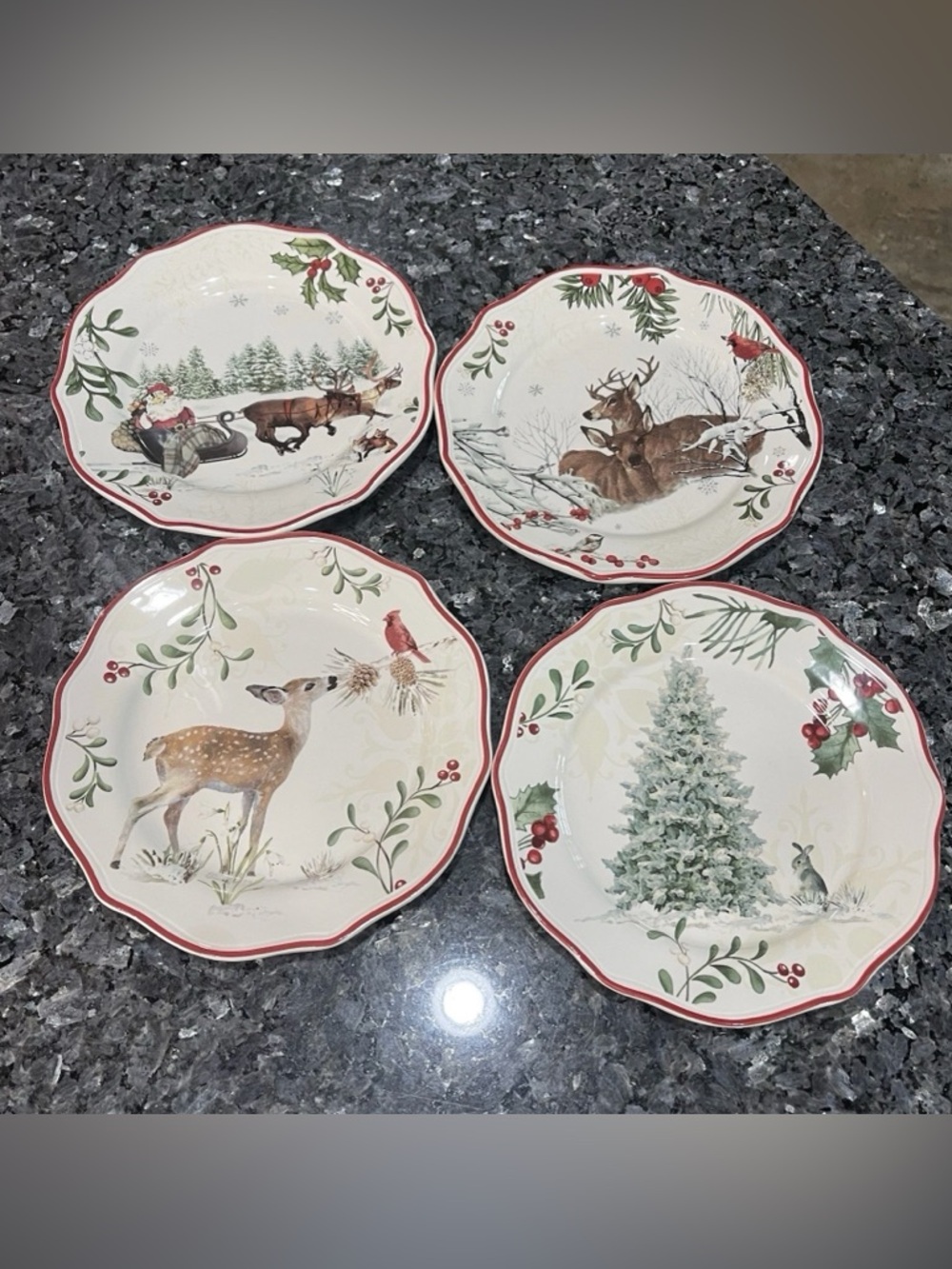 Better Homes & Gardens Winter Forest Salad Plates Heritage Collection Set of 4